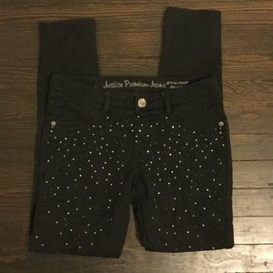 Girls black sparkly Justice Premium Jeans